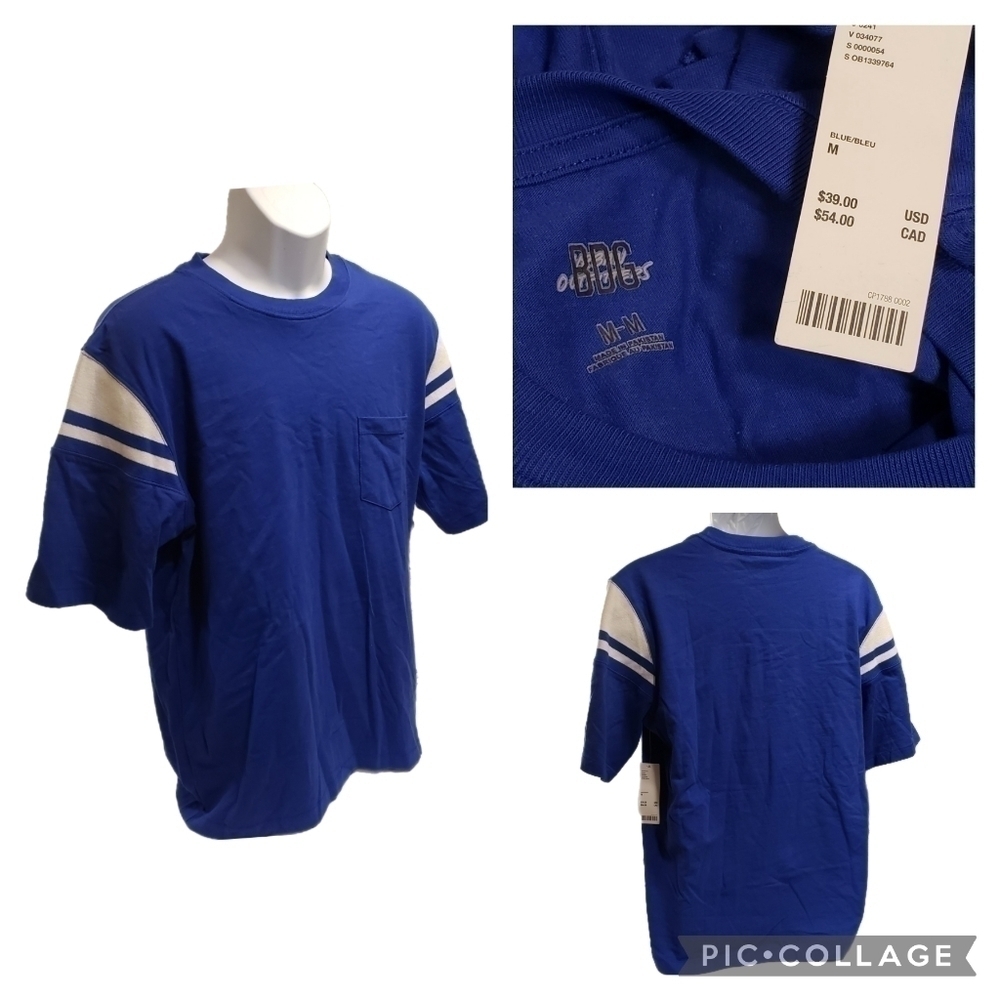 BDG Urban Outfitters Men's Blue Ribbed Crew Neck T-Shirt M NWT